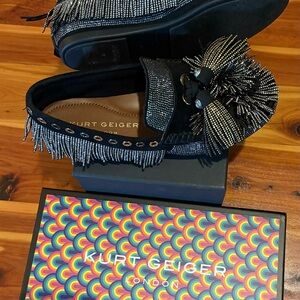 Kurt Geiger Black Loafers with Silver Detailing